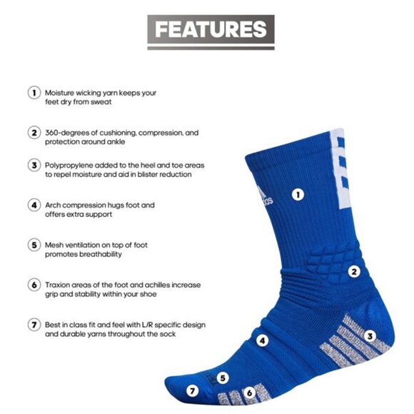 Unisex Adidas Creator 365 Basketball Crew Socks - Picture 3 of 10